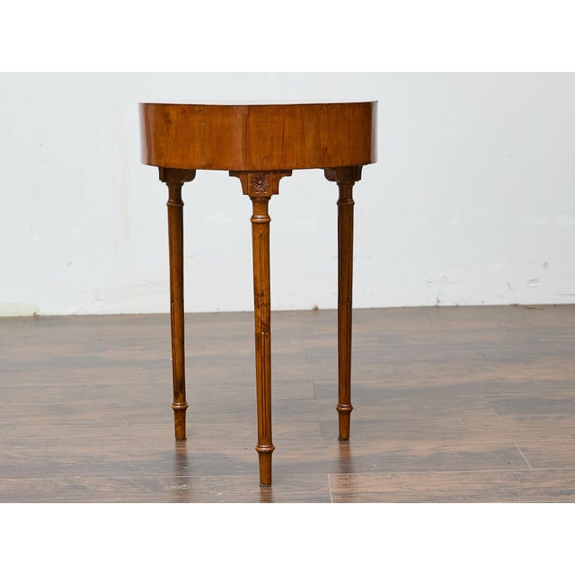 French Louis XVI Walnut Side Table with Single Drawer and Fluted Legs For Sale - Image 9 of 12