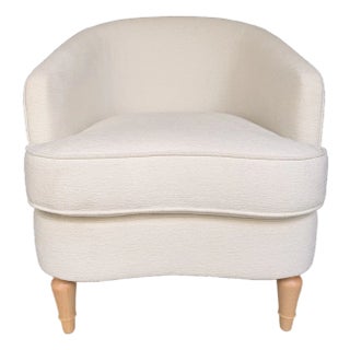 Norwalk Ivory Lounge Chair With Light Oak Legs For Sale