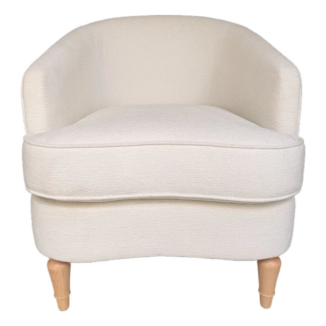 Norwalk Ivory Lounge Chair With Light Oak Legs For Sale