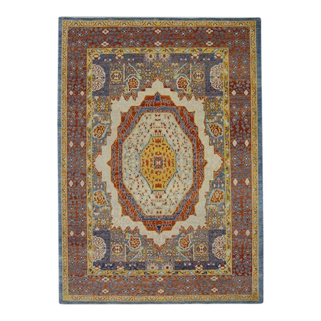 Oriental Hand Knotted Rug Turkish Antique Look Oushak 6'4" x 8'10" For Sale