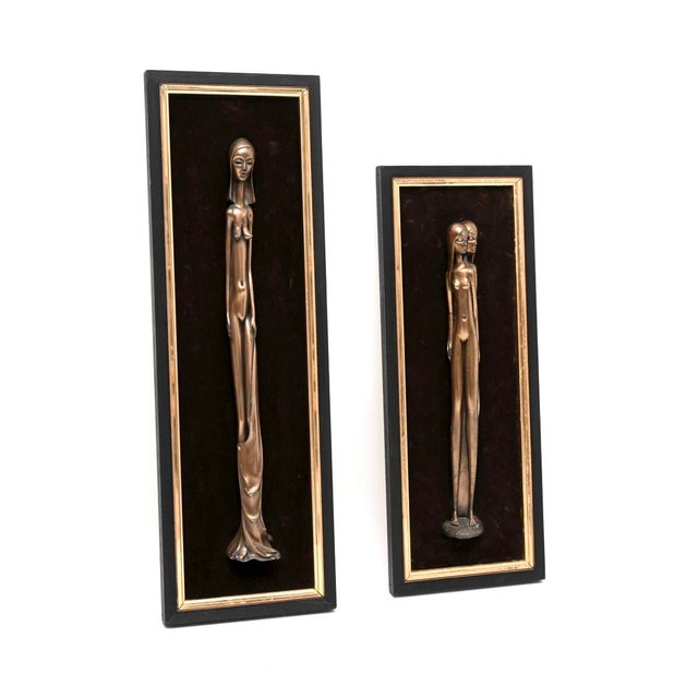 Vintage Framed Bronze Nude Wall Sculptures by Giovanni Schoeman, 1960, Set of 2 For Sale - Image 9 of 9