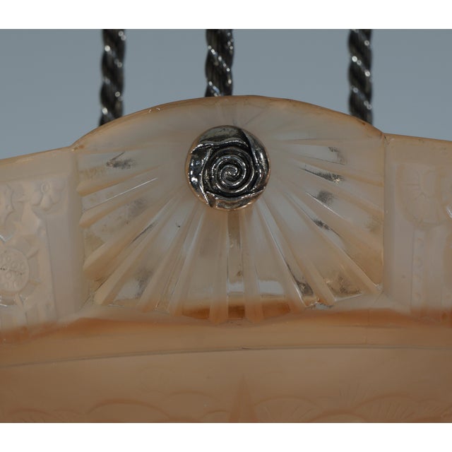 Peach French Art Deco Pendant Light by Petitot & Muller Freres 1930 France For Sale - Image 8 of 16