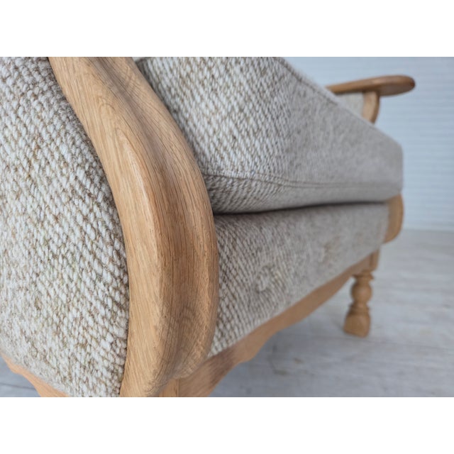 Danish Highback Armchair in Wool and Oak, 1970s For Sale - Image 4 of 18