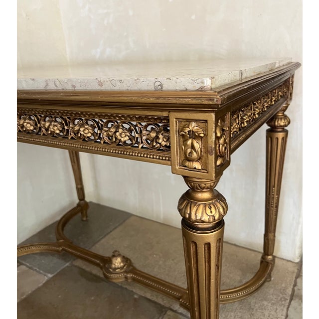 French 19th Century Marble Top Giltwood Table For Sale In San Francisco - Image 6 of 12
