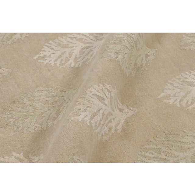 Textile Rug & Kilim’s Block Print Rug With Sage and Ivory Leaf Florals For Sale - Image 7 of 10