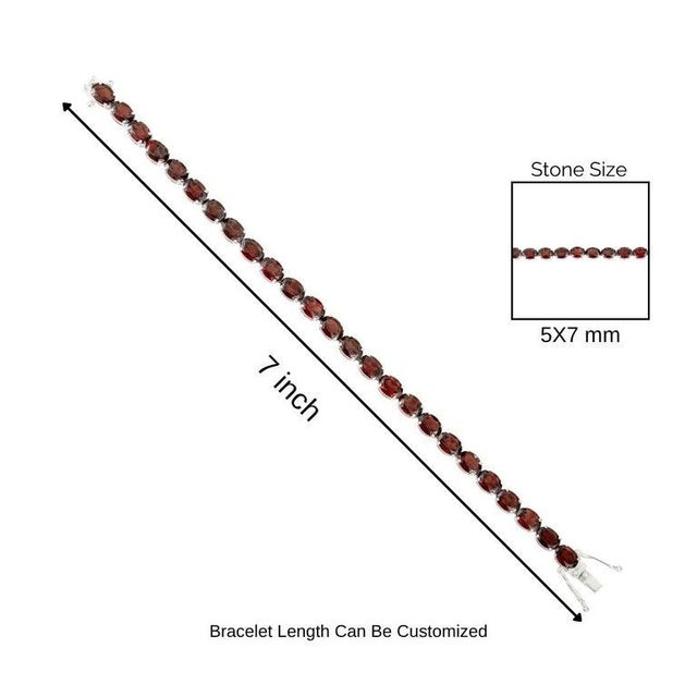 25.15 Ct Oval Cut Garnet Bracelet in 925 Silver Gift for Mom For Sale - Image 10 of 13