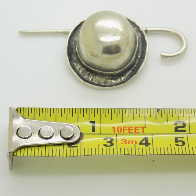 Vintage Italian Handmade Genuine Silver Bowler Hat Stick Dollhouse Miniature For Sale - Image 10 of 10