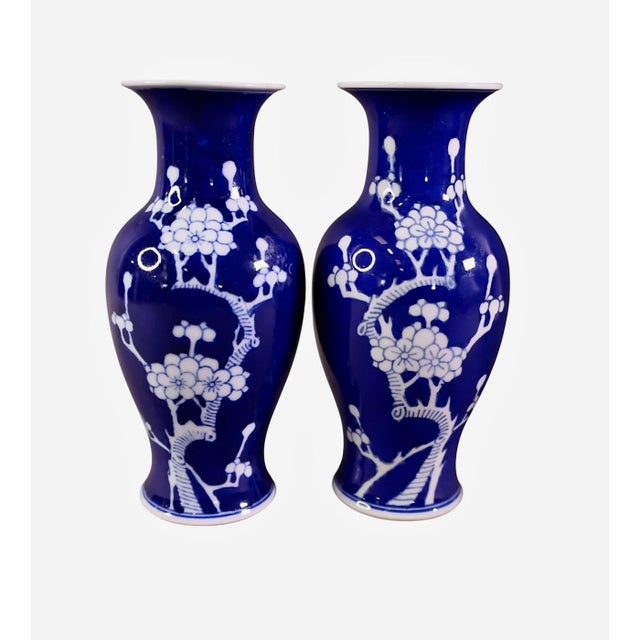 Pair Chinese Porcelain Cobalt Vases, Early 20th Century For Sale - Image 4 of 8