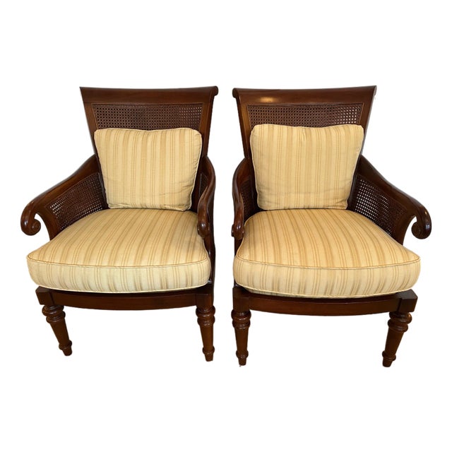 Double Caned Hickory Chair Regency Style Chairs by Mark Hampton -a Pair For Sale