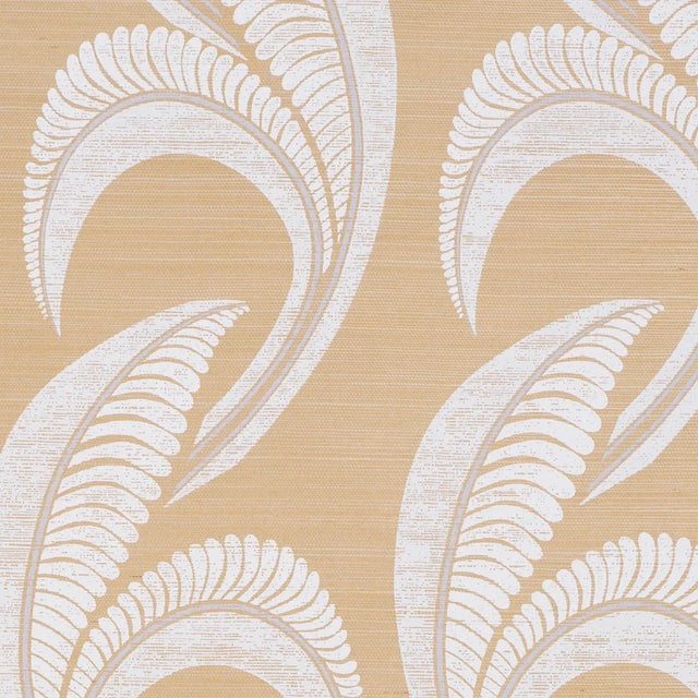 SAMPLE - Schumacher Banana Leaf Sisal Wallpaper In Oatmeal For Sale