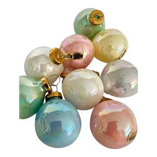 Vintage Mini Pastel Iridescent Christmas Ornaments - Set of 24 For Sale