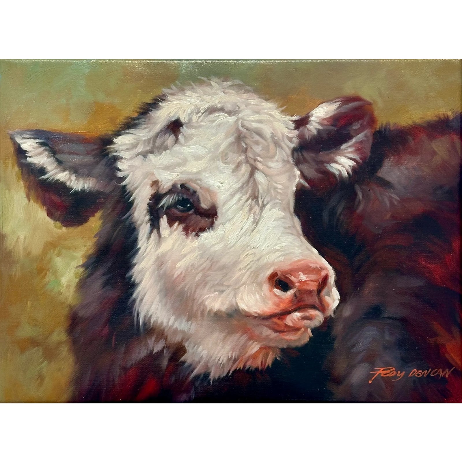 21st Century Handsome Cow, Oil on Canvas, Unframed | Chairish