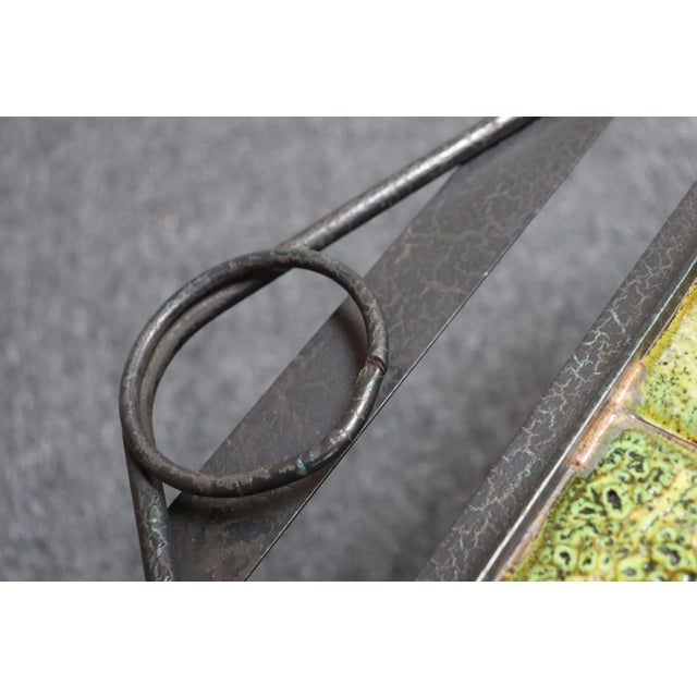 Asymmetrical French Modern Iron and Green Tile Swiveling Coffee/Cocktail Table For Sale - Image 12 of 12
