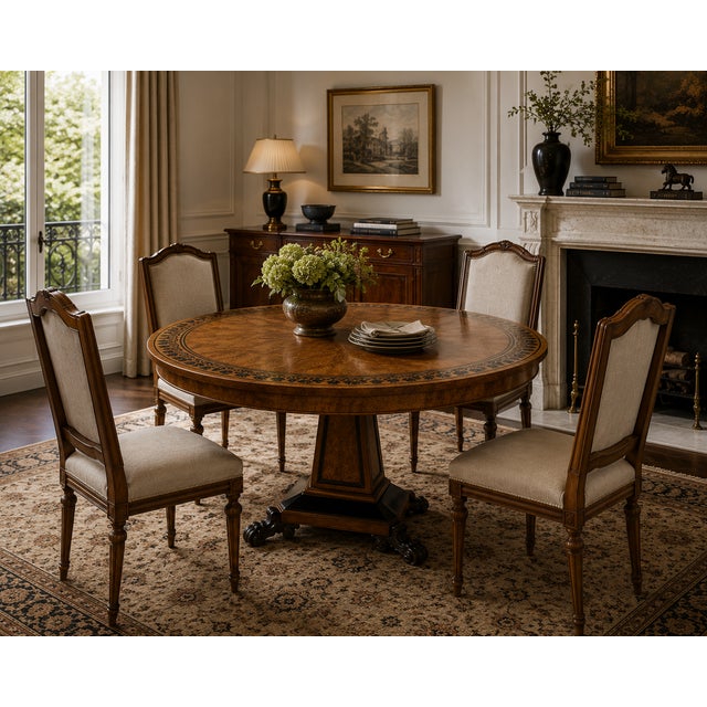 A rare and exquisite Vintage Baker Stately Homes Collection center table, designed in the Regency style and inspired by...