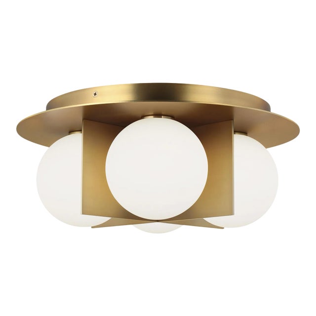 Visual Comfort Modern Orbel Ceiling LED Aged Brass For Sale
