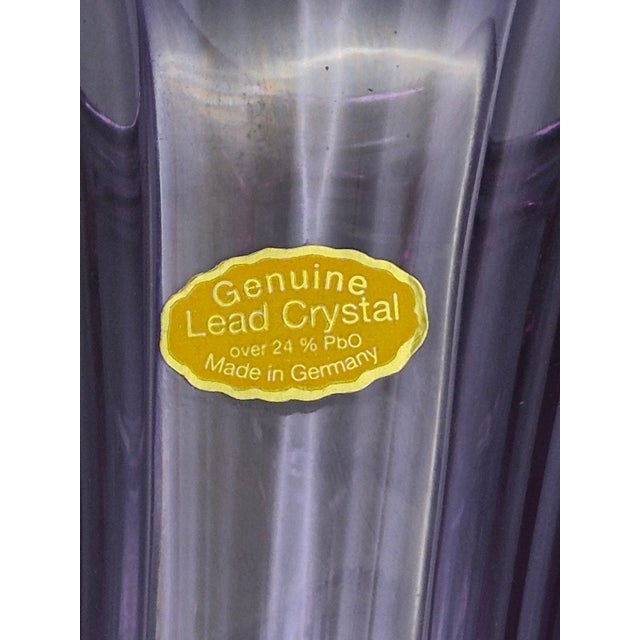 Mid 20th Century Vintage German Alexandrite Lead Crystal Fluted Trumpet Vase For Sale - Image 5 of 8