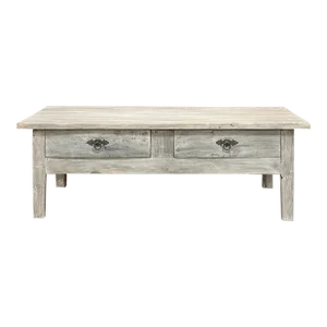 Antique Rustic Whitewashed Sycamore Coffee Table