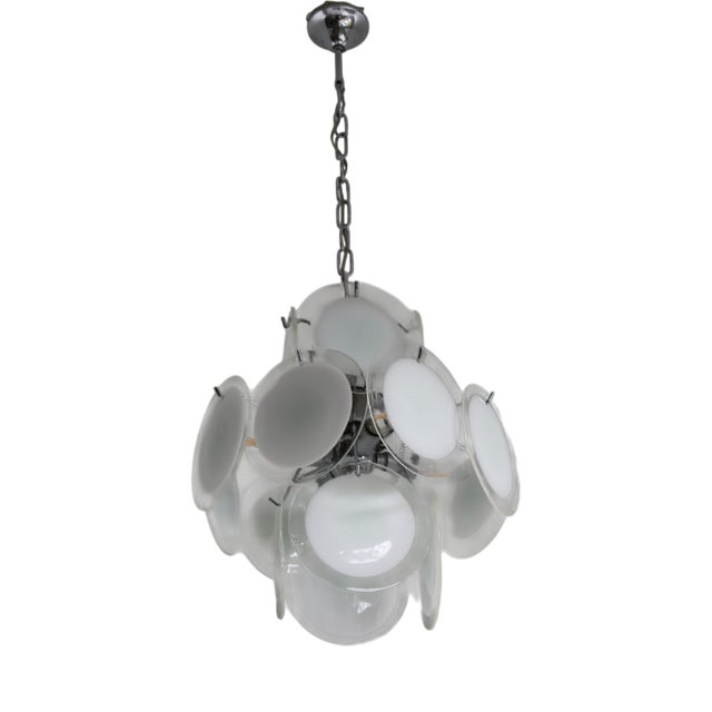 Vintage Italian Murano Glass Disc Chandelier attributed to Gino Vistosi, 1970s For Sale