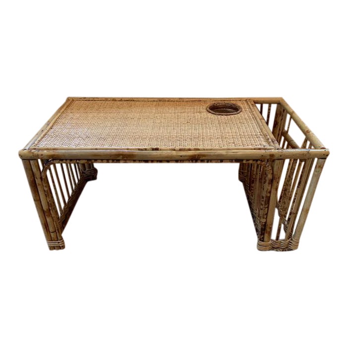 Vintage Wicker Rattan Lap Tray / Bamboo Breakfast Tray Chairish