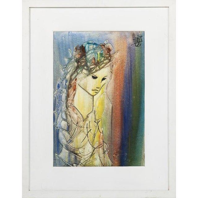 European School Artist, Female Figure, Mixed Media For Sale - Image 6 of 6