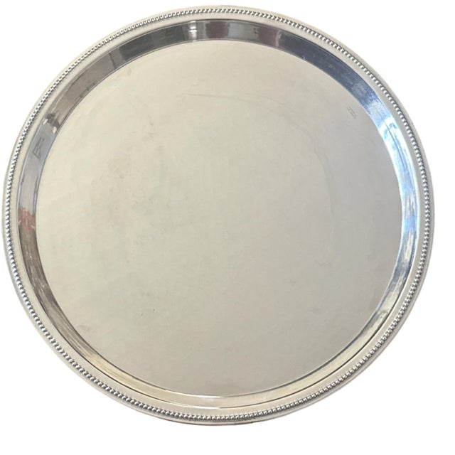1960s Vintage Italian Calegaro Silverplate Round Gallery Tray, 19” For Sale - Image 5 of 5
