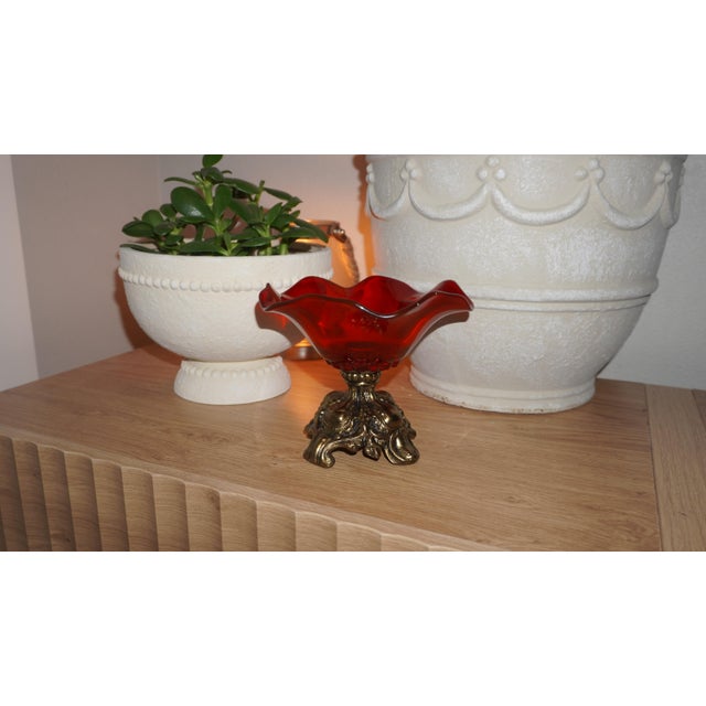 Art Nouveau Ruby Red Compote Bowl For Sale - Image 3 of 5