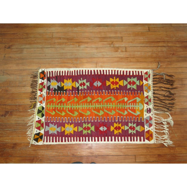 Dazzling Mini Size Turkish Kilim, Mid-20th Century For Sale - Image 4 of 5