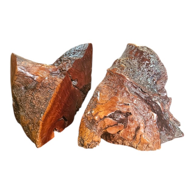 Mid-Century Modern Pair of 1940s Tiger Eye Burl Wood Bookends For Sale - Image 3 of 4