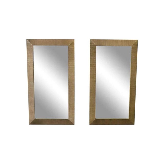Contemporary Large Ribbed Metal Mirrors, a Pair For Sale - Image 4 of 7