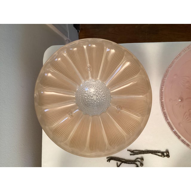 Glass Vintage Patterned Glass Ceiling Shades - Set of 4 For Sale - Image 7 of 15