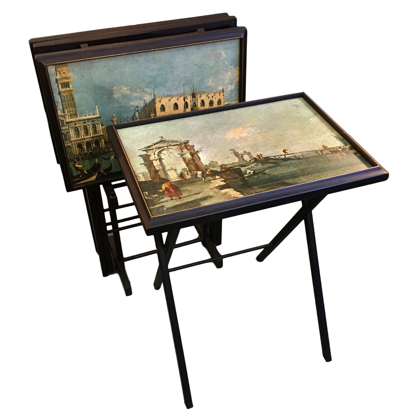 Vintage ArtexGreen TV Trays Set of 4 Chairish