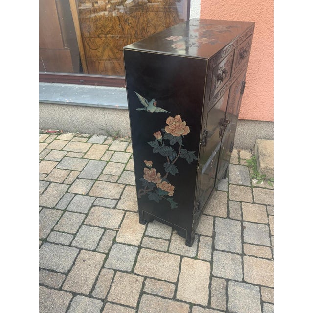 Chinese Half Cabinet in Black Lacquer, 1920a For Sale - Image 4 of 16