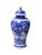 This is a Chinese decorative porcelain urn jar container in Blue and White color finish. The theme is oriental people...