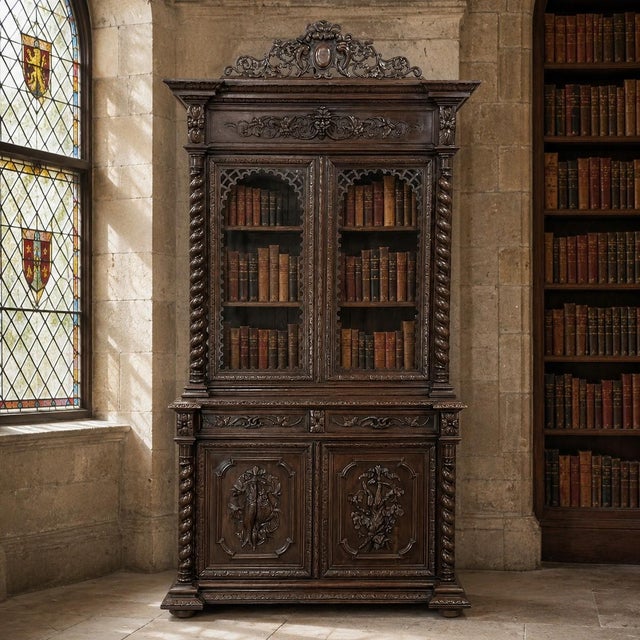 Created in France during the second half of the nineteenth century, this exceptional Hunt style bookcase reflects the...