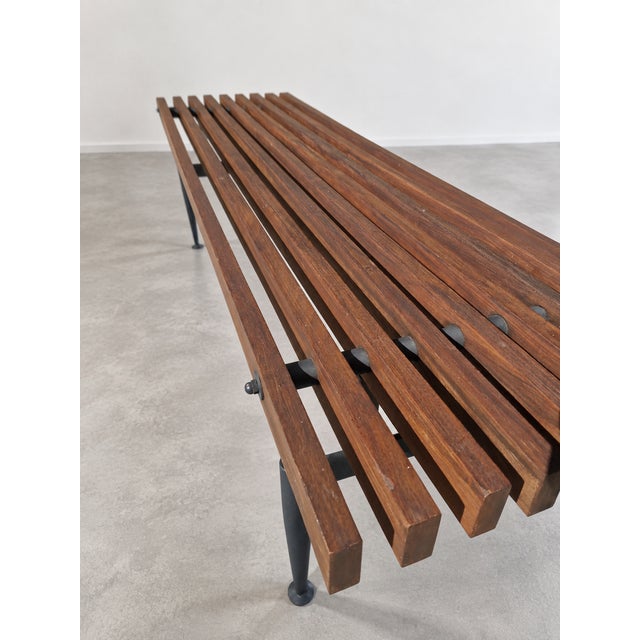 1970s Italian Teak Slatted Bench, 1960s For Sale - Image 5 of 10