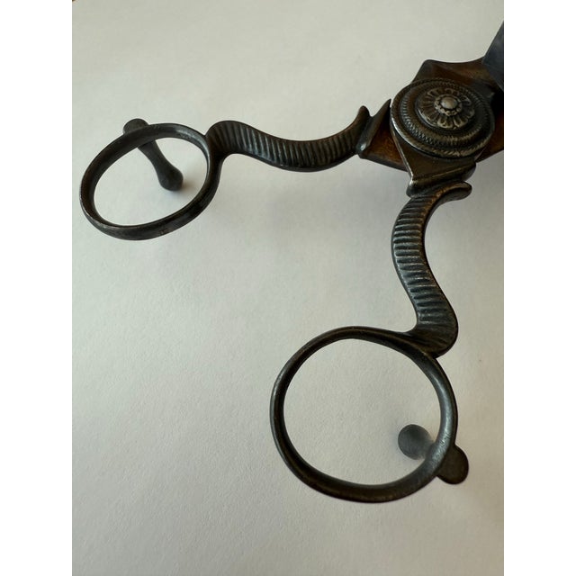 Late 19th Century Antique Footed Ornate Candle Snuffer Wick Cutter / Trimmer Scissors Late 19th Century Rare Design Details For Sale - Image 5 of 12