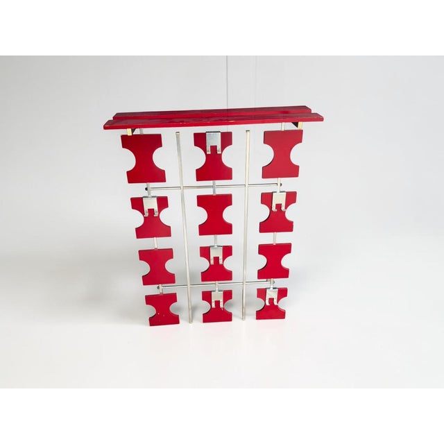 Mid-Century Modern Vintage Space Age Wall Coat Rack in Red with Hat Shelf, 1960s For Sale - Image 3 of 18