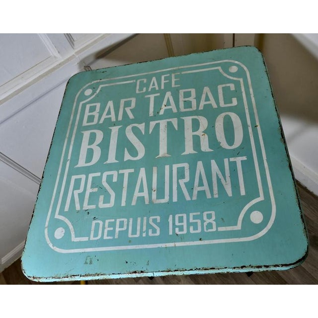 Paint Vintage French Enamel Bistro Table, 1950s For Sale - Image 7 of 9