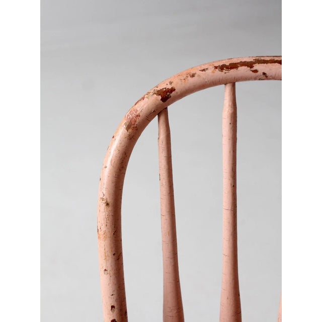 Farmhouse Vintage Painted Pink Kid's Chair For Sale - Image 3 of 12