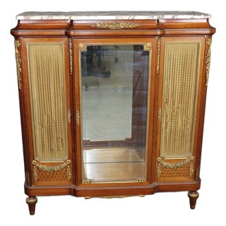 Superb French Breche D Violette Marble Brass Bronze Mounted Vitrine For Sale