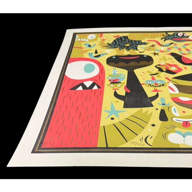 Tim Biskup signed limited edition print, "Alpha Riot", unframed. Limited edition 97/150 and signed in pencil at base....