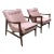 Mid-Century Modern Style Lounge Chairs - Solid Walnut Frames with Pink Boucle For Sale