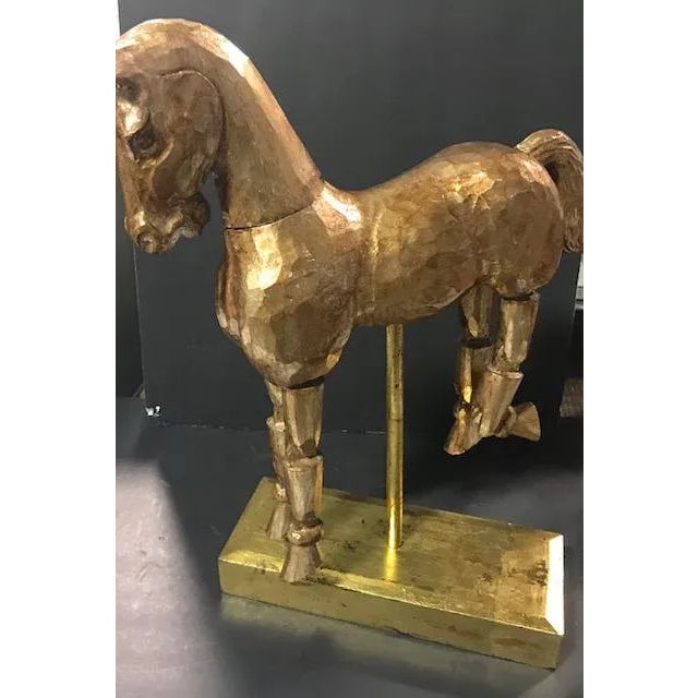 1980s Vintage Reticulated Golden Wooden Horse For Sale - Image 5 of 13
