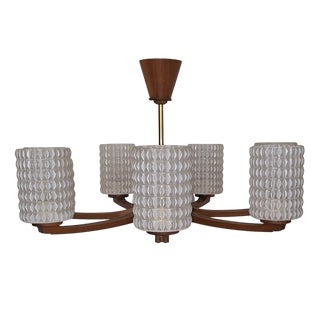 Vintage German Chandelier in Walnut, 1960s For Sale