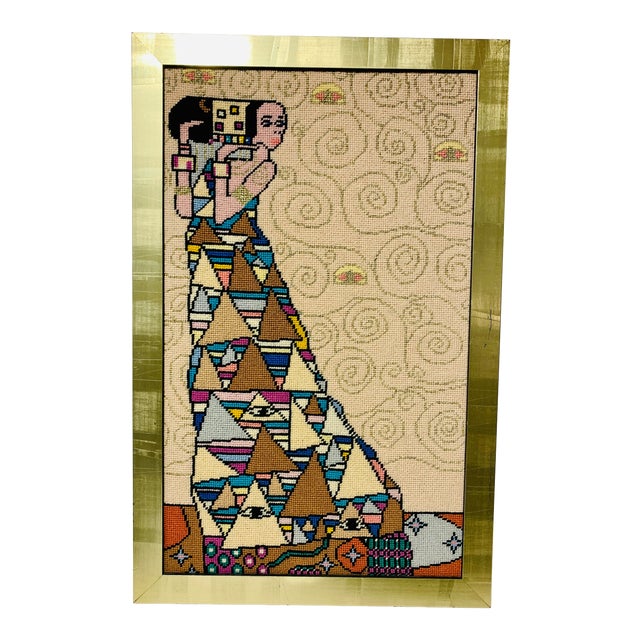 1980s Gustav Klimt Needlepoint Framed Wall Textile Art Chairish