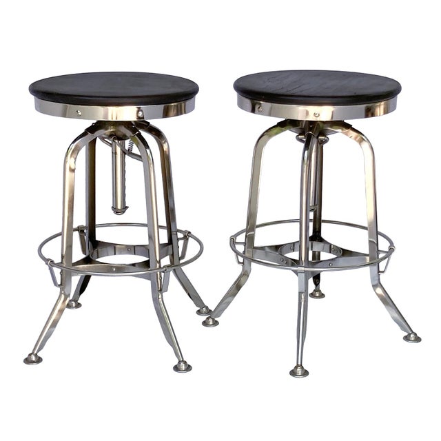 Vintage Rh Chrome & Wood Bar Stool, Pair For Sale - Image 11 of 11