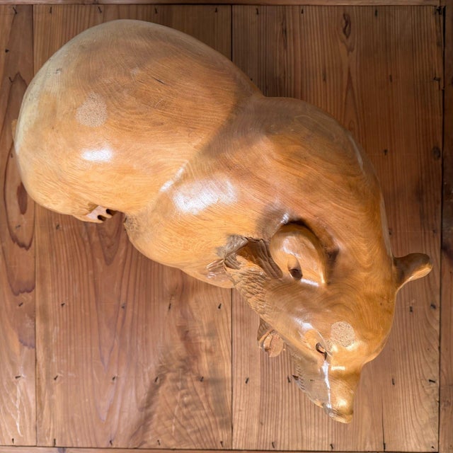 Hand-Carved Ainu Wooden Bear from Hokkaido, 1970s For Sale - Image 12 of 14
