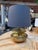 Sculptural Brass Table Lamp With Blue Shade 1970's For Sale In Los Angeles - Image 6 of 7