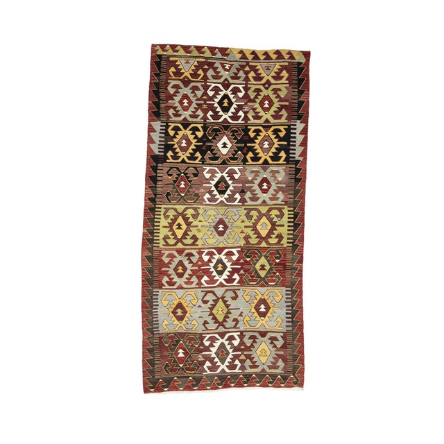 Textile Vintage Turkish Konya Kilim Rug For Sale - Image 7 of 7