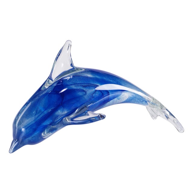 Marinella Decorative Blue Glass Dolphin, Large For Sale